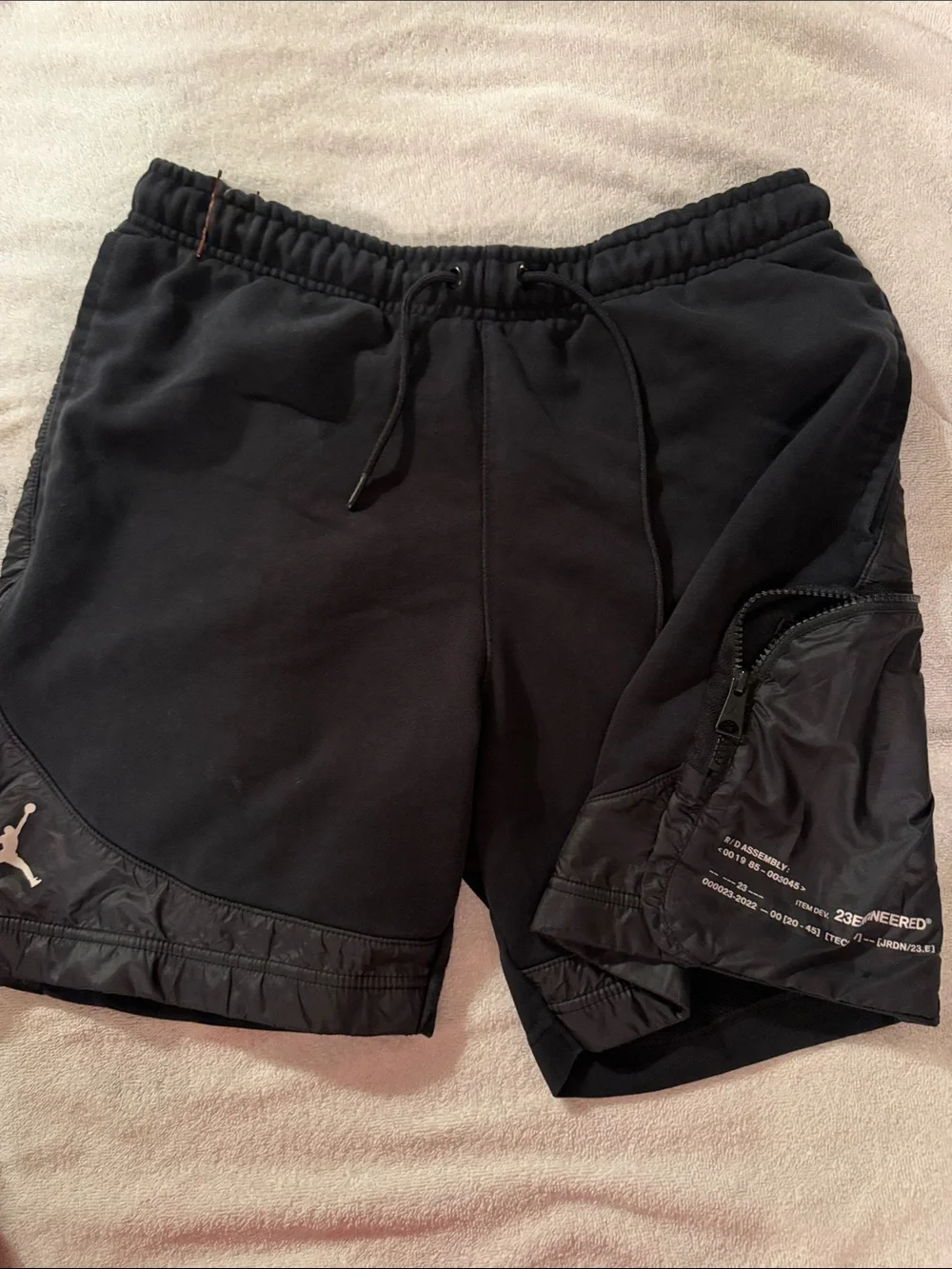 Jordan Black Athletic Drawstring Shorts with Zip Cargo